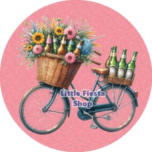 LF3452 icing frosting bier fiets 20cm eetbare taart print, Hobby en Vrije tijd, Taarten en Cupcakes maken, Nieuw, Versiering, Taarten