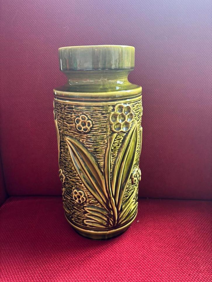 Grote groene vaas retro 1970 31 cm hoog, Verzamelen, Retro, Huis en Inrichting, Ophalen