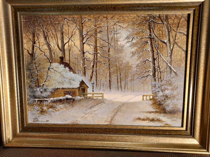 schilderij Wim Riem (1922-2011), winterlandschap, Antiek en Kunst, Kunst | Schilderijen | Klassiek, Ophalen of Verzenden