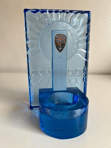 Vintage Zware Kosta Boda ‘Starlight’ Blue Glasblok Vallien beschikbaar voor biedingen