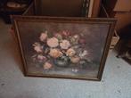 Vintage Bloemenstilleven in Lijst, Antiek en Kunst, Kunst | Schilderijen | Klassiek, Ophalen of Verzenden