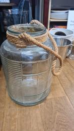 Grote glazen pot met touw, Huis en Inrichting, Woonaccessoires | Vazen, Gebruikt, Overige kleuren, Onbekend, Ophalen of Verzenden