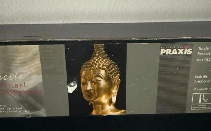 Foto Behang Buddha Goud 186x270cm, Huis en Inrichting, Stoffering | Behang, Geel, minder dan 10 m², Ophalen of Verzenden