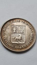 50 Centimos 1954 Venezuela zilveren munt, Zilver, Ophalen of Verzenden, Zuid-Amerika, Losse munt