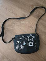 Schoudertas, zwart, patches, schoudertasje, Ophalen of Verzenden, Gebruikt, Zwart