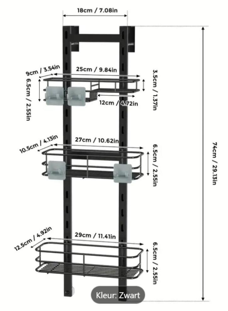 Badkamerorganizer, Huis en Inrichting, Badkamer | Badtextiel en Accessoires, Nieuw, Overige typen, Zwart, Ophalen of Verzenden