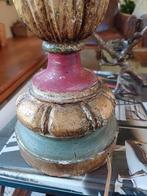 Franse brocante oude lamp hout handmade kap rozen, Antiek en Kunst, Ophalen of Verzenden