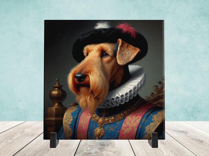 Barok stijl - Airedale Terrier tegel, Huis en Inrichting, Woonaccessoires | Overige, Nieuw, Verzenden