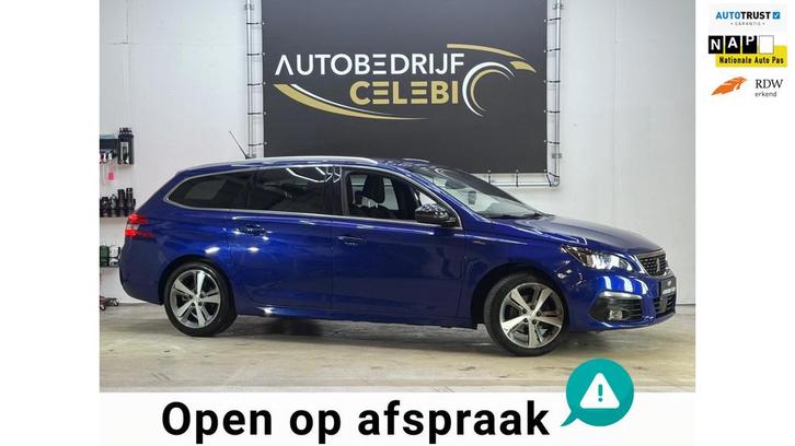 Peugeot 308 SW 1.2 PureTech GT-line 2018 BLAUW CARPLAY|DHOEK, Auto's, Peugeot, Bedrijf, Te koop, ABS, Achteruitrijcamera, Airbags