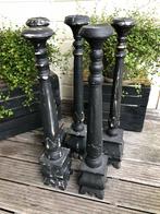 Vijf zwarte houten kandelaars - 80 cm hoog, Ophalen, Gebruikt, Metaal, 75 cm of meer