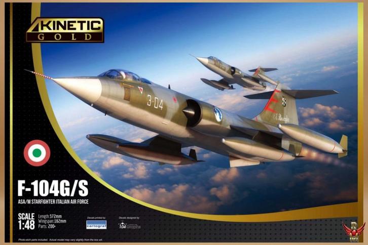 ROWASP |  Kinetic 1/48 F-104G/S/ASA/M Starfighter Italian, Hobby en Vrije tijd, Modelbouw | Vliegtuigen en Helikopters, Nieuw