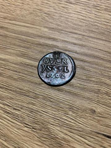 Duit Overijssel 1702 met Zwols wapenschildje beschikbaar voor biedingen