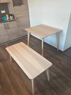 Eettafel en salon tafel essen fineer IKEA LISABO, Huis en Inrichting, Ophalen, 50 tot 100 cm, Zo goed als nieuw, Vijf personen of meer