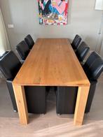 Eethoek tafel 220x90 cm met 6 verrijdbare stoelen te koop, Huis en Inrichting, Ophalen, Gebruikt, 4 tot 6 stoelen