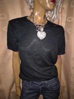 MS Mode tricot shirt blauw glitter maat 40/42, Blauw, Maat 42/44 (L), Ophalen of Verzenden, Zo goed als nieuw