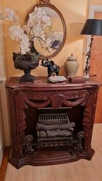 Antieke schouw met marmeren blad en elektrische kachel, Huis en Inrichting, Kachels, Ophalen, Gebruikt, Elektrisch, Overige soorten