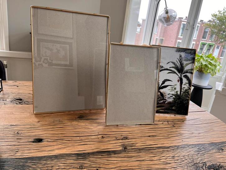 Fotolijsten goud & abstracte schilderijen, Huis en Inrichting, Woonaccessoires | Lijsten, Zo goed als nieuw, Minder dan 50 cm