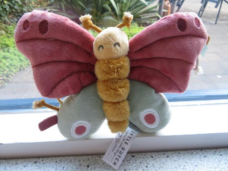 Velours Vlinder van Little Dutch merk Tiamo met pieper, Kinderen en Baby's, Speelgoed | Knuffels en Pluche, Zo goed als nieuw
