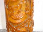 Vintage Chinese bamboe vaas/ penselen-pot snijwerk, Antiek en Kunst, Ophalen of Verzenden