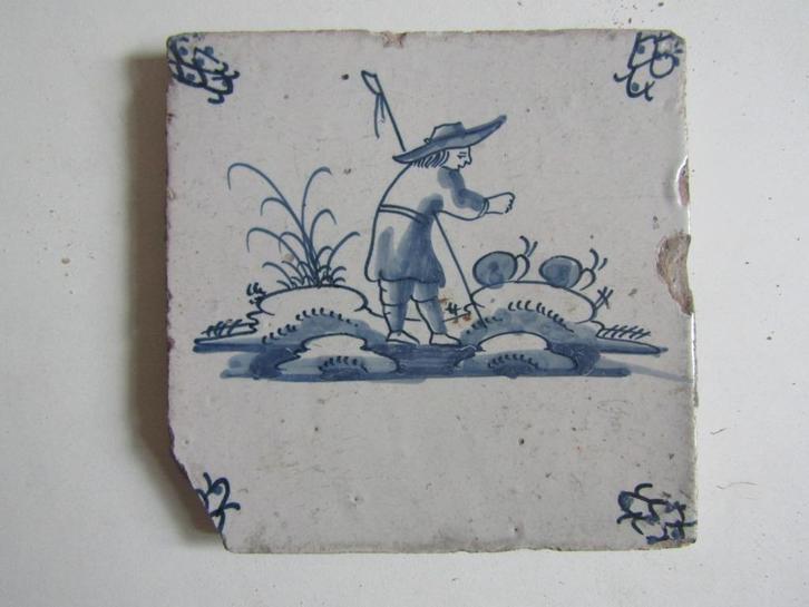 een antieke tegel met een schaapsherder., Antiek en Kunst, Antiek | Wandborden en Tegels, Ophalen of Verzenden