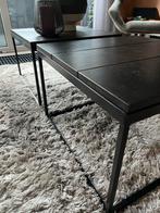 Salontafel Set - Hout & Zwart Metaal, Huis en Inrichting, Ophalen, Gebruikt, 50 tot 100 cm, Vierkant