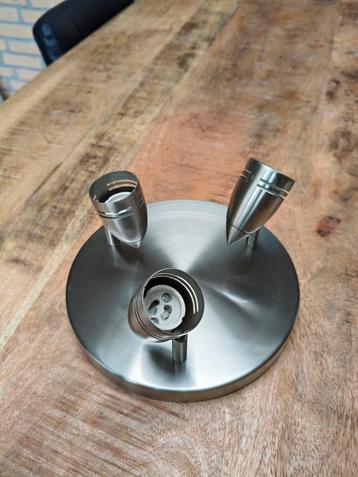 2 x Mooie RVS Plafondlamp voor 3 GU10 spots beschikbaar voor biedingen
