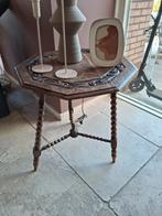 Vintage Houten Bijzettafel, Ophalen, Gebruikt, 55 tot 75 cm, 60 cm of meer