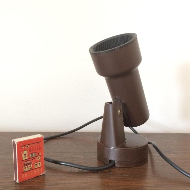 Jaren 70 bruin spotje lampje draaibaar wendbaar muurspotje, Huis en Inrichting, Lampen | Spots, Gebruikt, Metaal of Aluminium