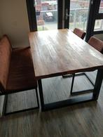 Eetkamertafel compleet met bank en 2 stoelen, Huis en Inrichting, Complete eetkamers, Ophalen, Zo goed als nieuw, Industrieel