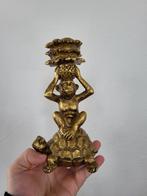 Kandelaar schildpad met aap in het goud, Ophalen of Verzenden, Nieuw, Minder dan 25 cm