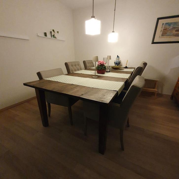 265 cm x 120cm teakhout eetkamertafel, Huis en Inrichting, Tafels | Eettafels, Zo goed als nieuw, 100 tot 150 cm, 200 cm of meer