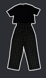 Elegante zwarte broek met ruitpatroon, Kleding | Dames, Broeken en Pantalons, Maat 38/40 (M), Zwart, Ophalen of Verzenden, Zo goed als nieuw