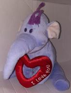 Lollifant knuffel met I Love You hart Nicotoy ca. 24cm, Winnie de Poeh of vrienden, Ophalen of Verzenden, Knuffel, Zo goed als nieuw