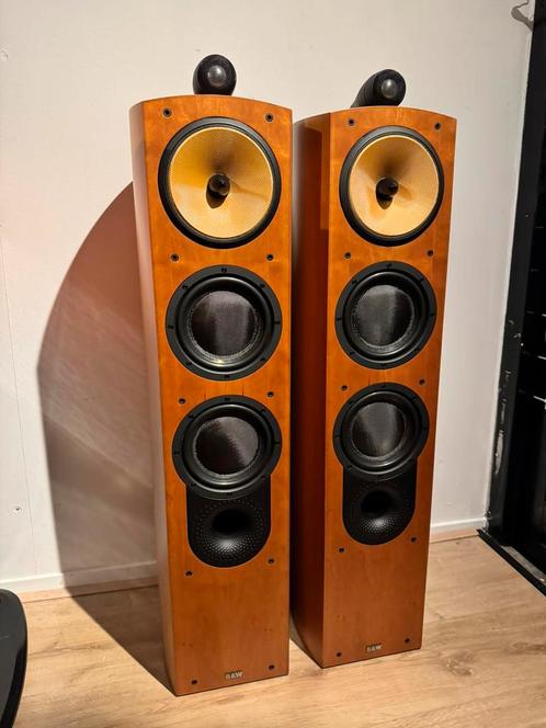 Mooie B&W 804N Nautilus Cherrywood Luidsprekers 1/2, Audio, Tv en Foto, Luidsprekers, Zo goed als nieuw, Front, Rear of Stereo speakers