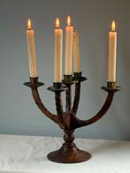 Vintage houten 5armige kandelaar tramp art h28cm, Ophalen of Verzenden, Zo goed als nieuw, Kandelaar, Hout