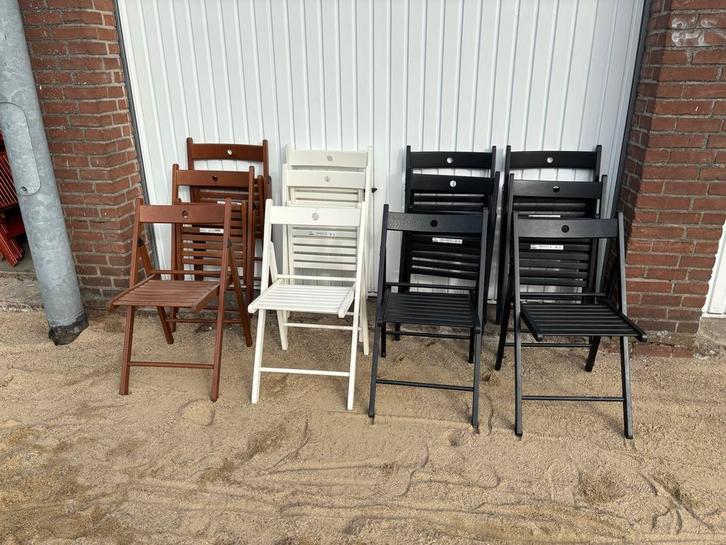 Houten Klapstoelen - verschillende kleuren, Huis en Inrichting, Stoelen, Gebruikt, Vijf, Zes of meer stoelen, Hout, Overige kleuren