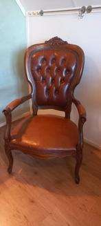 Vintage Queen Ann Stoel - Leer met Spijkerrand, Ophalen, Gebruikt, ., .