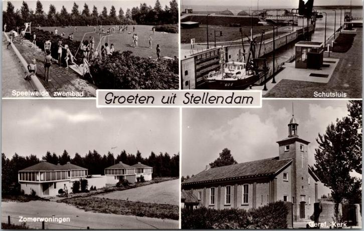 Groeten uit Stellendam - 2 ansichtkaarten, Verzamelen, Ansichtkaarten | Nederland, Ongelopen, Zuid-Holland, 1960 tot 1980, Verzenden