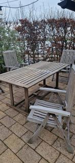 Tk. Teakhout tuinset met 6 inklapbare tuinstoelen en tafel, Tuin en Terras, Tuinset, Teakhout, Gebruikt, Ophalen