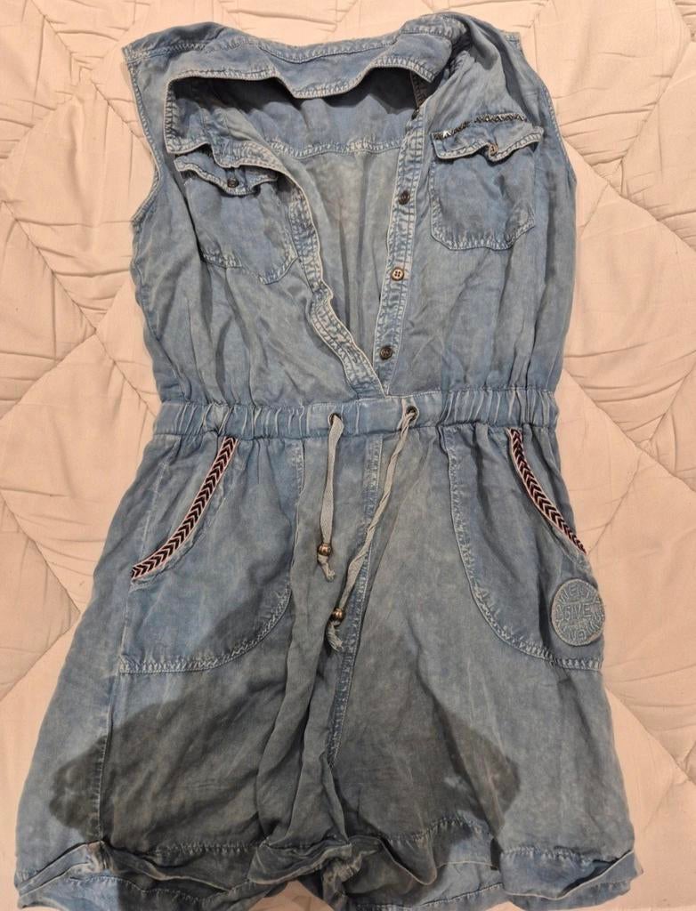 Denim jumpsuit maat M, Maat 38/40 (M), Blauw, Ophalen of Verzenden, Gedragen