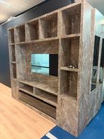Luxe cinewall in marmerlook met LED-verlichting + sfeerhaard, Huis en Inrichting, Ophalen of Verzenden