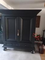 Grote massief eiken matzwarte kast, Huis en Inrichting, Kasten | Buffetkasten, Ophalen, 150 tot 200 cm, Zo goed als nieuw, 150 tot 200 cm
