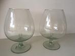 Coggnac glas/vaas 25 cm hoog geschikt voor kaars. 2 stuks, Overige kleuren, Ophalen of Verzenden, Minder dan 50 cm, Glas