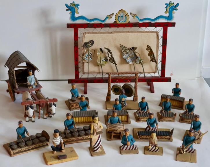 Handbeschilderd houten gamelanorkest Java Indonesië ZELDZAAM, Antiek en Kunst, Kunst | Niet-Westerse kunst, Ophalen of Verzenden