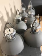 6 Industriële Hanglampen - Grijs Metaal, Ophalen, Gebruikt, Metaal, Minder dan 50 cm