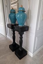 2x Pilaren zuilen sokkel plantentafel zwart of sidetable, Huis en Inrichting, Ophalen, Zo goed als nieuw