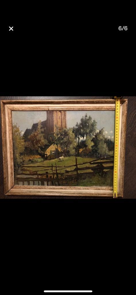 Henri van Os-Delhez (1880–1976) – Het Kerkbuurtje, Antiek en Kunst, Kunst | Schilderijen | Klassiek, Ophalen
