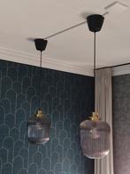 Set van 2 Solklint hanglampen - messing/grijs, Gebruikt, Ophalen of Verzenden, Glas, Modern