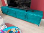 TV-meubel mangohout/metaal, 220cm - DIY project, Gebruikt, 200 cm of meer, Minder dan 100 cm, Industrieel