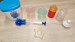 Melkpoeder bewaardoos, flessenborstel, drinkbekers, bijtring, Ophalen of Verzenden, Zo goed als nieuw, Overige typen